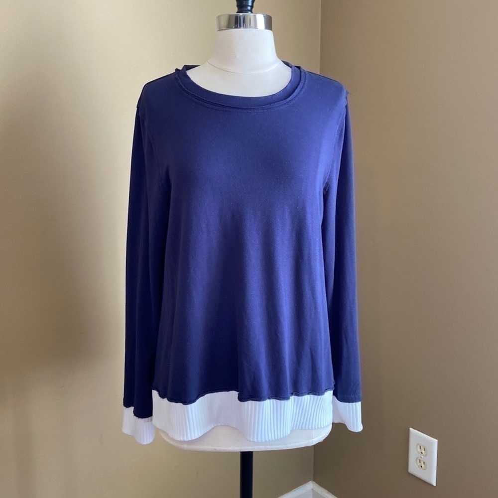 Navy/white Top by Belyn Key - XL